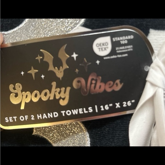 Spooky Vibes Glitter Bat Hand Towels - Picture 2 of 2